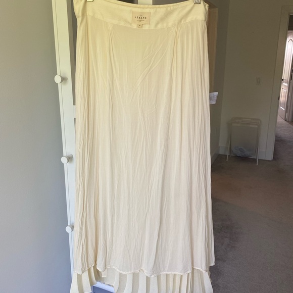 Sezane Ivory Pleated Midi Skirt Dress - Picture 4 of 6